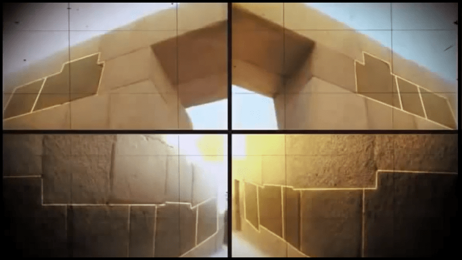 Líneas opuestas simétricas de rocas irregulares