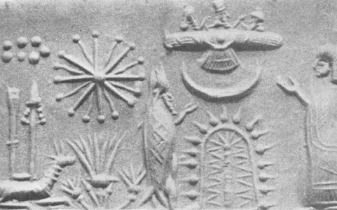 Portal con Oannes, Pleyades, Dioses en artefacto volador