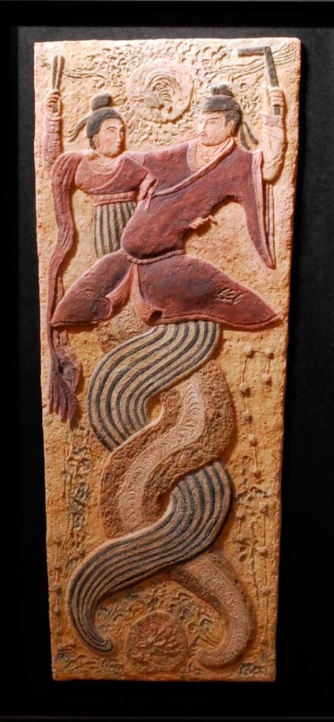 Emperadores Míticos (China) Fu Xi y Nu Wa - padres de la Creación, con compás y escuadra. 618-906