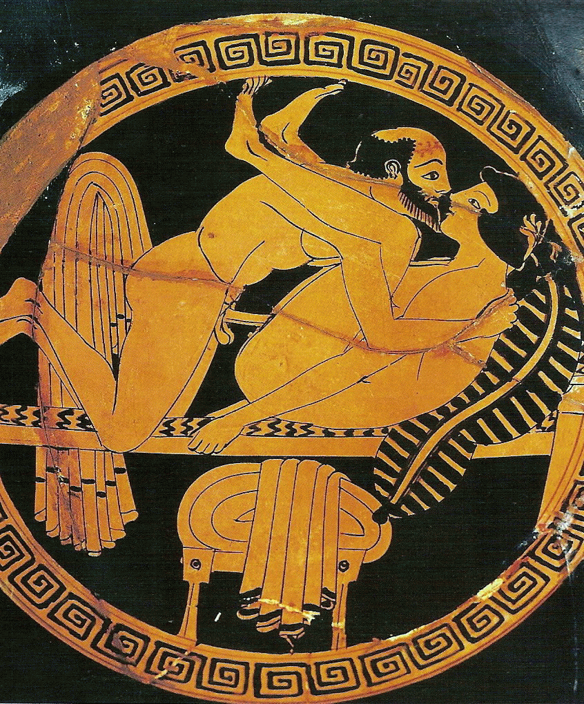 Ceramica cratera motivo erotico