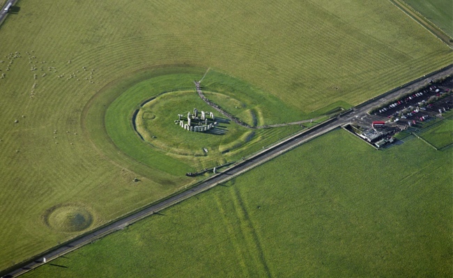 1 - The A344 and the visitor car park as they are now. (c) English Heritage